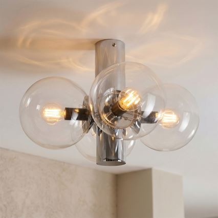 Taklampa SFERIO 4xE14/5W/230V polerad krom/klart glas
