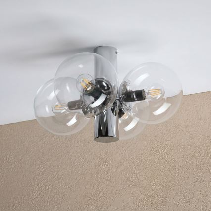 Taklampa SFERIO 4xE14/5W/230V polerad krom/klart glas