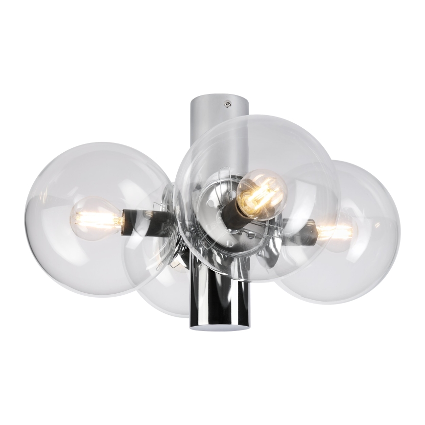 Taklampa SFERIO 4xE14/5W/230V polerad krom/klart glas