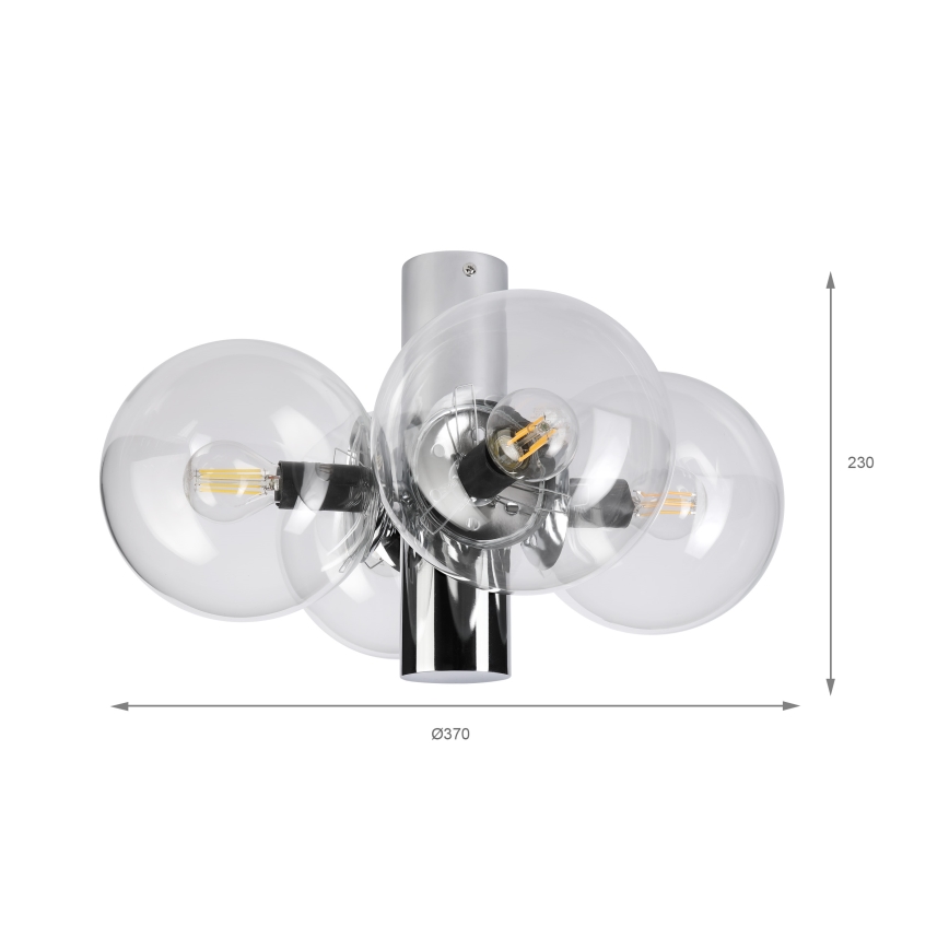 Taklampa SFERIO 4xE14/5W/230V polerad krom/klart glas