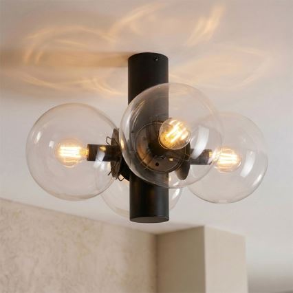 Taklampa SFERIO 4xE14/5W/230V svart/klar