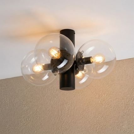 Taklampa SFERIO 4xE14/5W/230V svart/klar