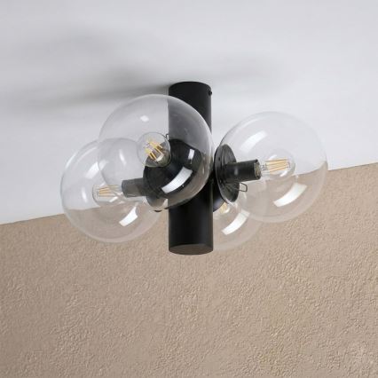 Taklampa SFERIO 4xE14/5W/230V svart/klar