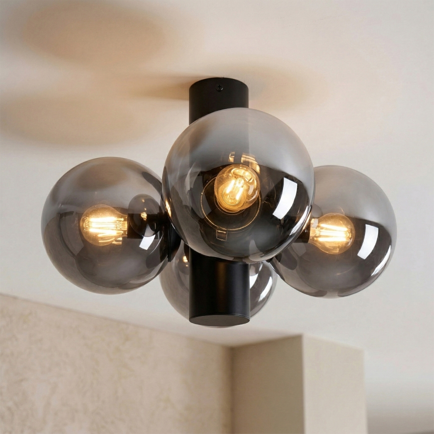 Taklampa SFERIO 4xE14/5W/230V svart/rökfärgad