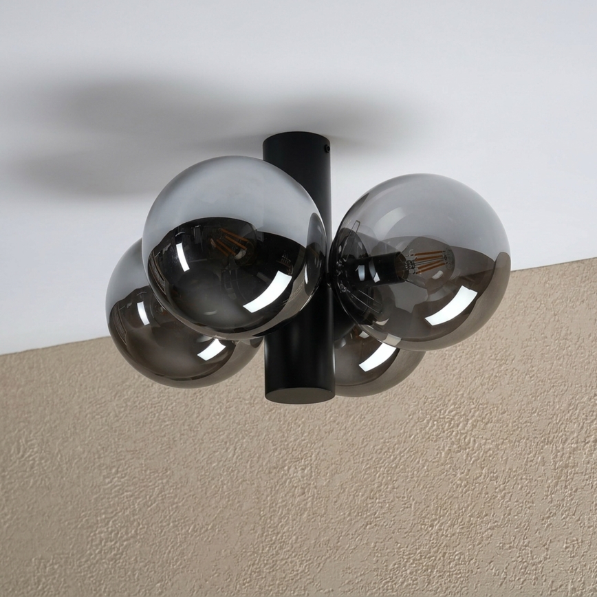 Taklampa SFERIO 4xE14/5W/230V svart/rökfärgad
