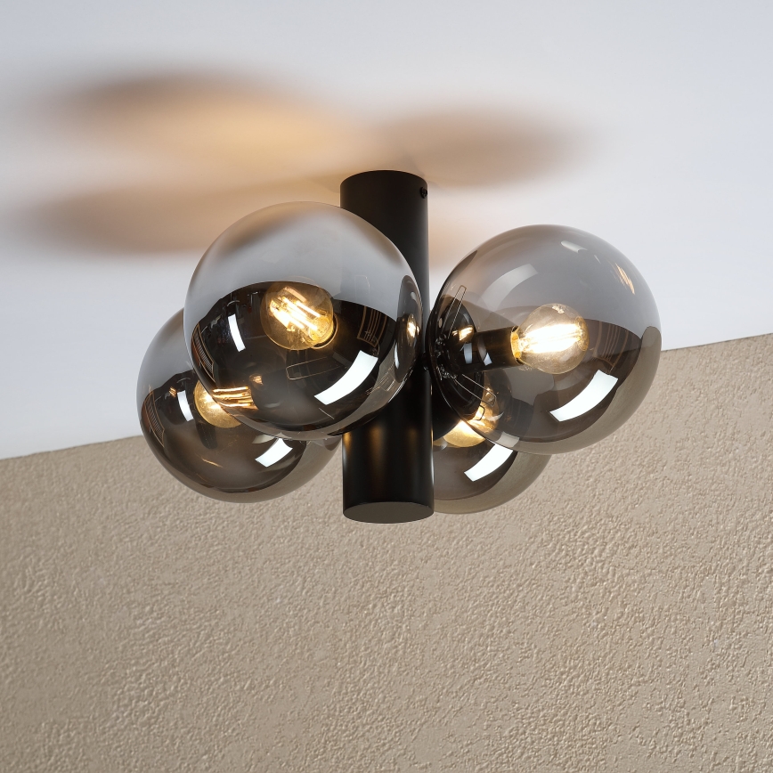 Taklampa SFERIO 4xE14/5W/230V svart/rökfärgad
