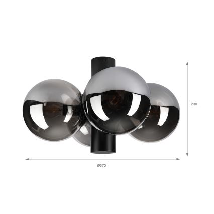 Taklampa SFERIO 4xE14/5W/230V svart/rökfärgad