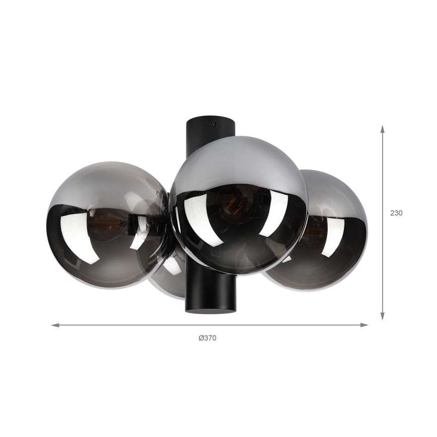 Taklampa SFERIO 4xE14/5W/230V svart/rökfärgad
