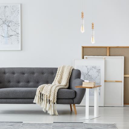 Taklampa på kabel SIMON 2xE27/60W/230V vit/bok