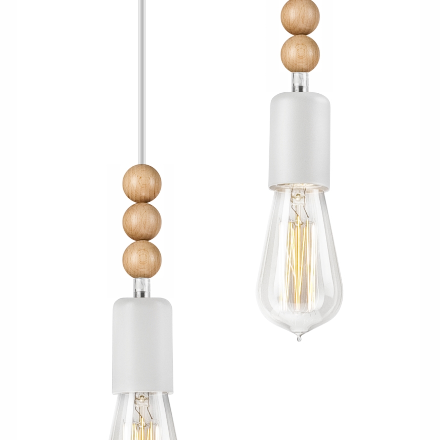 Taklampa på kabel SIMON 2xE27/60W/230V vit/bok