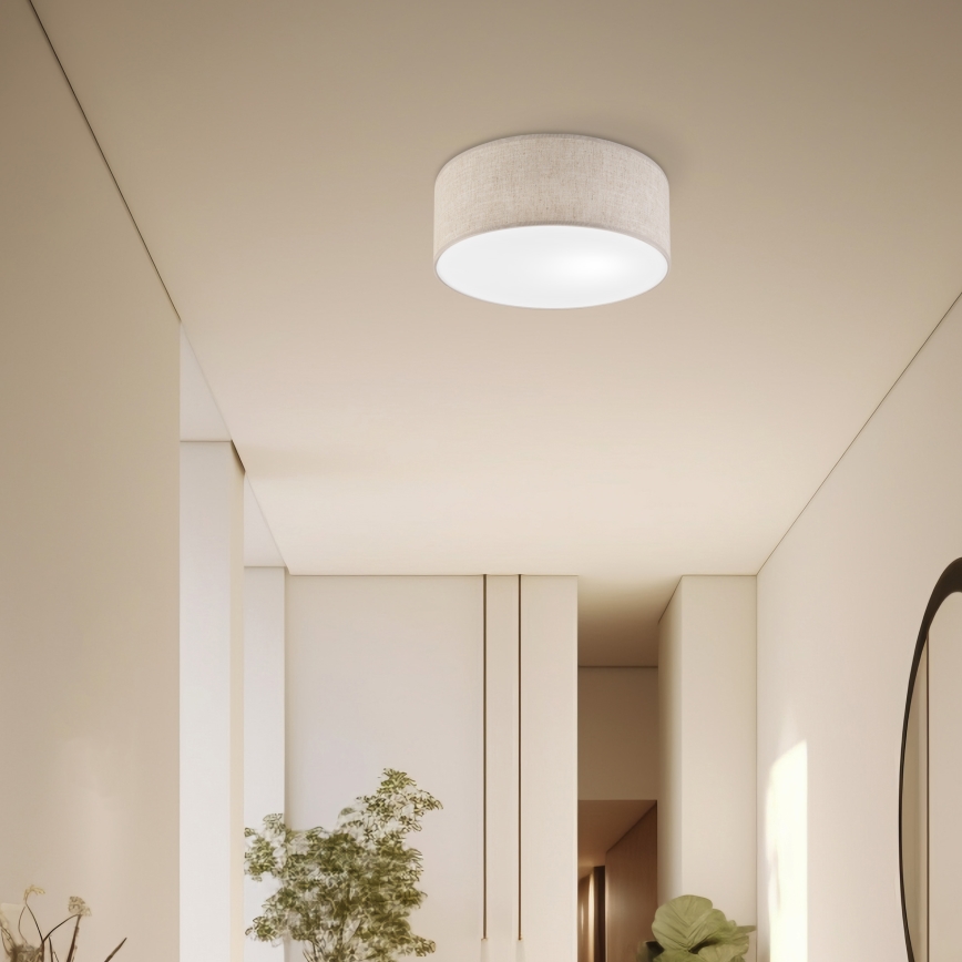 Taklampa SIRJA 1xE27/15W/230V Ø 35 cm beige