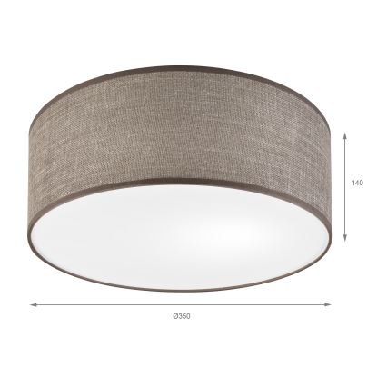 Taklampa SIRJA 1xE27/15W/230V Ø 35 cm brun