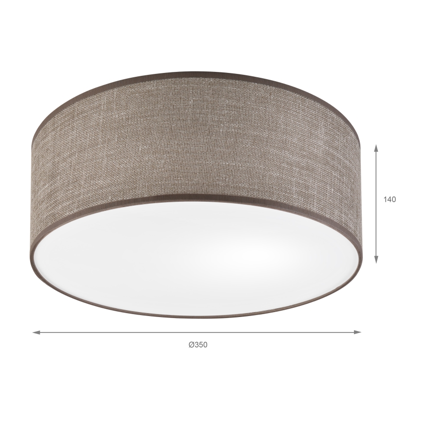 Taklampa SIRJA 1xE27/15W/230V Ø 35 cm brun