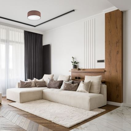 Taklampa SIRJA 1xE27/60W/230V Ø 35 cm brun