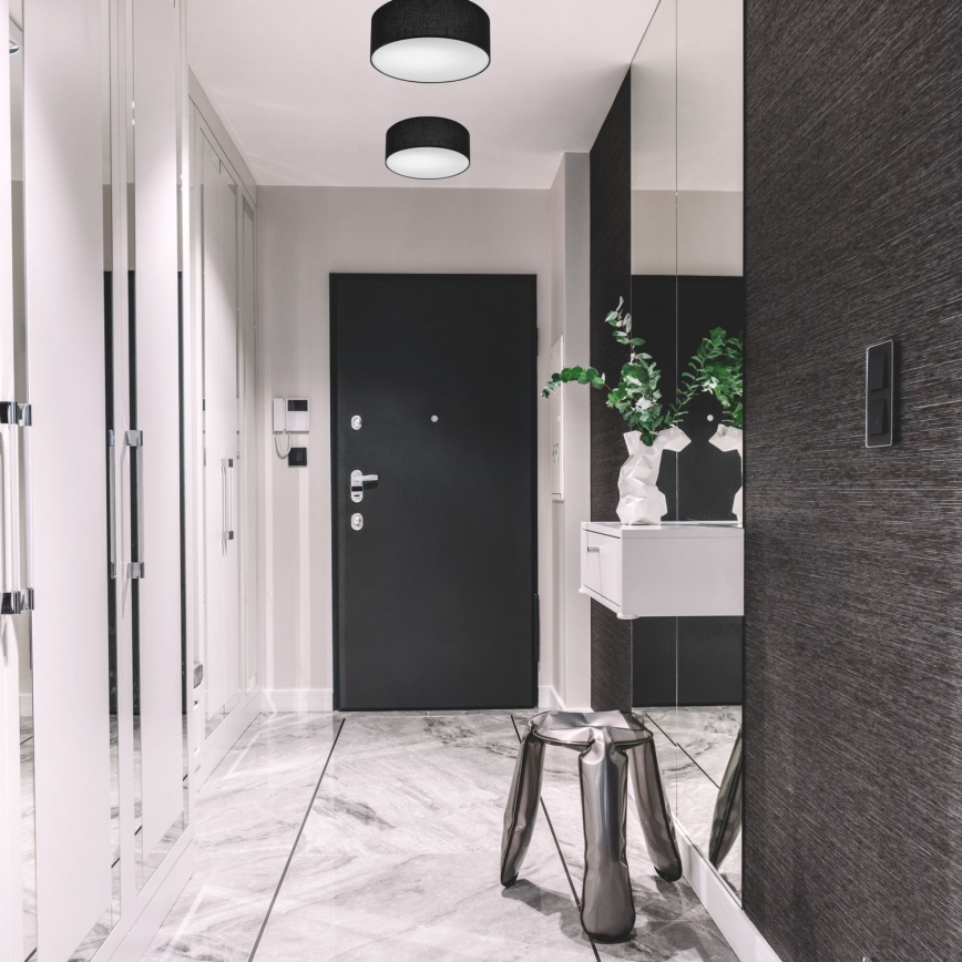 Taklampa SIRJA 1xE27/60W/230V Ø 35 cm svart