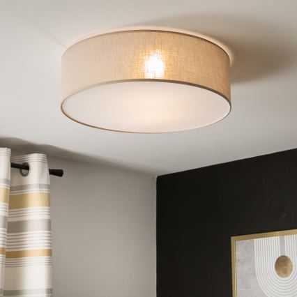 Taklampa SIRJA 2xE27/15W/230V Ø 45 cm beige