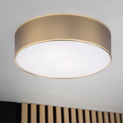 Taklampa SIRJA 2xE27/15W/230V Ø 45 cm brun/guld