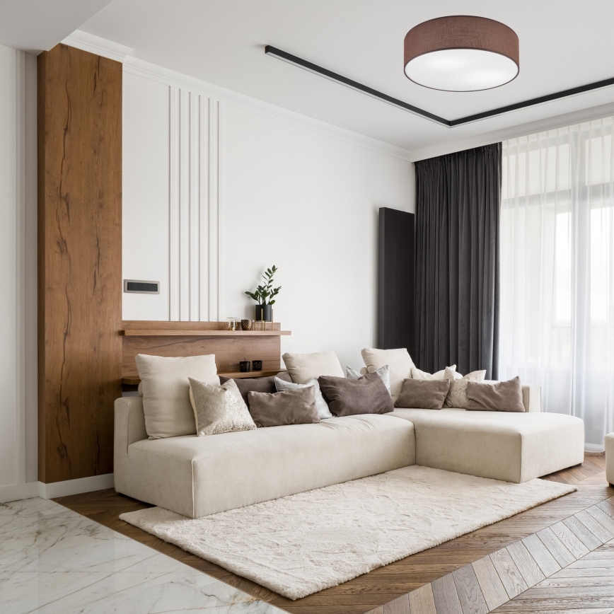 Taklampa SIRJA 2xE27/15W/230V Ø 45 cm brun