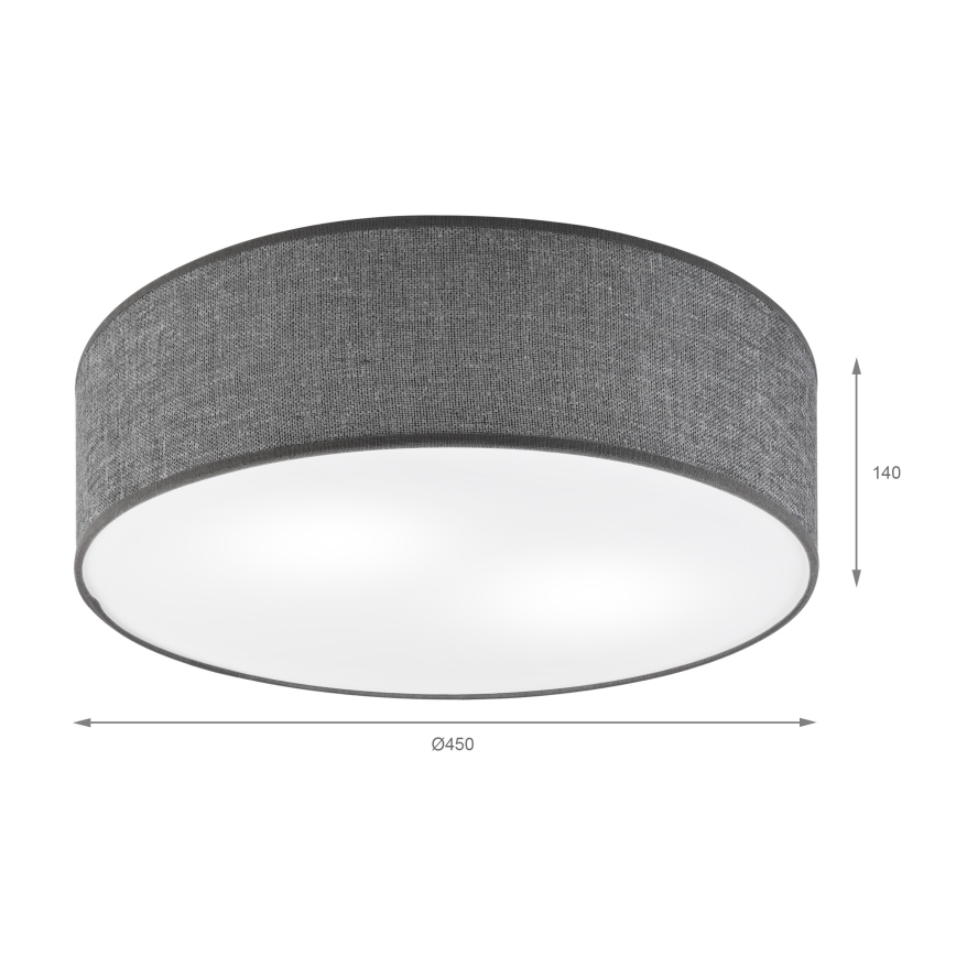 Taklampa SIRJA 2xE27/15W/230V Ø 45 cm grå