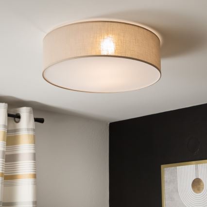 Taklampa SIRJA 2xE27/60W/230V Ø 45 cm beige