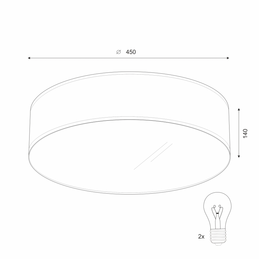 Taklampa SIRJA 2xE27/60W/230V Ø 45 cm beige