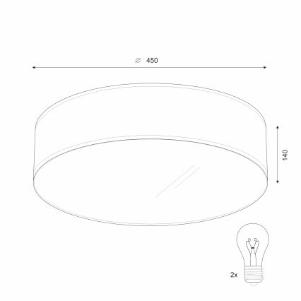 Taklampa SIRJA 2xE27/60W/230V Ø 45 cm krämvit