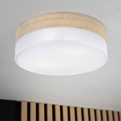 Taklampa SIRJA BOHO 2xE27/15W/230V Ø 45 cm beige/vit