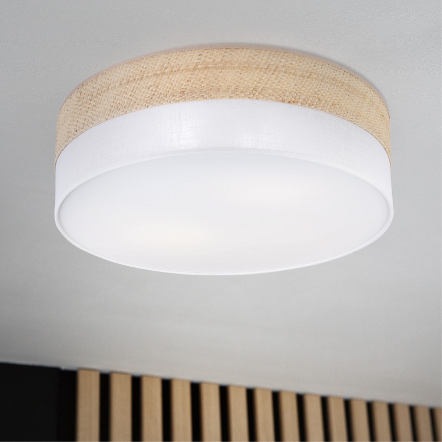 Taklampa SIRJA BOHO 2xE27/15W/230V Ø 45 cm beige/vit