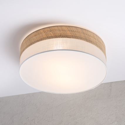 Taklampa SIRJA BOHO 2xE27/15W/230V Ø 45 cm beige/vit