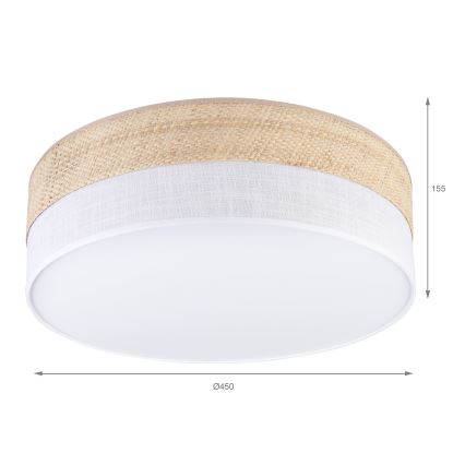 Taklampa SIRJA BOHO 2xE27/15W/230V Ø 45 cm beige/vit