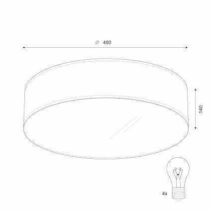 Taklampa SIRJA DOUBLE 4xE27/15W/230V diameter 45 cm grädde