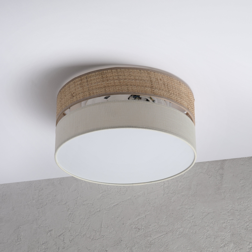 Taklampa SIRJA DOUBLE BOHO 2x E14/15W/230V Ø 35 cm beige/krämfärgad