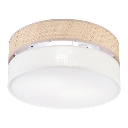 Taklampa SIRJA DOUBLE BOHO 2x E14/15W/230V Ø 35 cm beige/krämfärgad