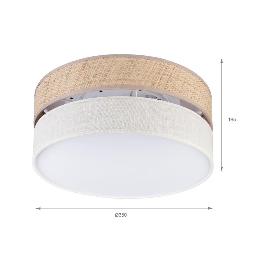 Taklampa SIRJA DOUBLE BOHO 2x E14/15W/230V Ø 35 cm beige/krämfärgad