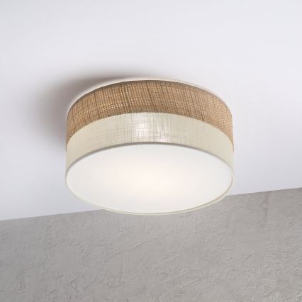 Taklampa SIRJA DOUBLE BOHO 2xE14/15W/230V Ø 35 cm beige/krämvit