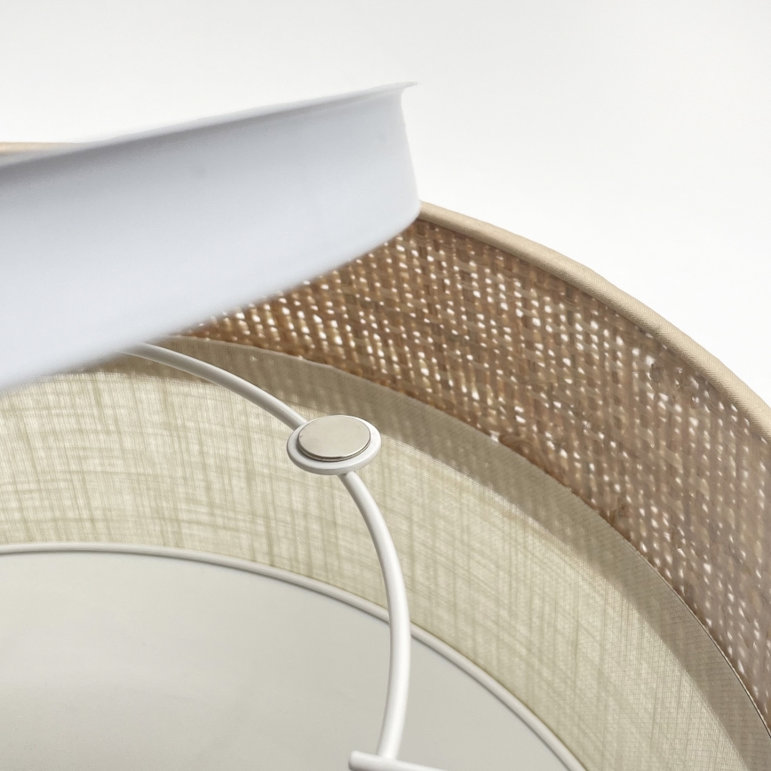 Taklampa SIRJA DOUBLE BOHO 2xE14/15W/230V Ø 35 cm beige/krämvit