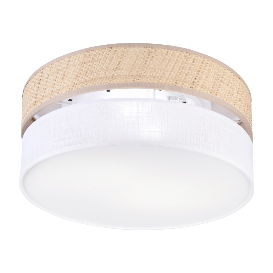 Taklampa SIRJA DOUBLE BOHO 2xE14/15W/230V Ø 35 cm beige/vit