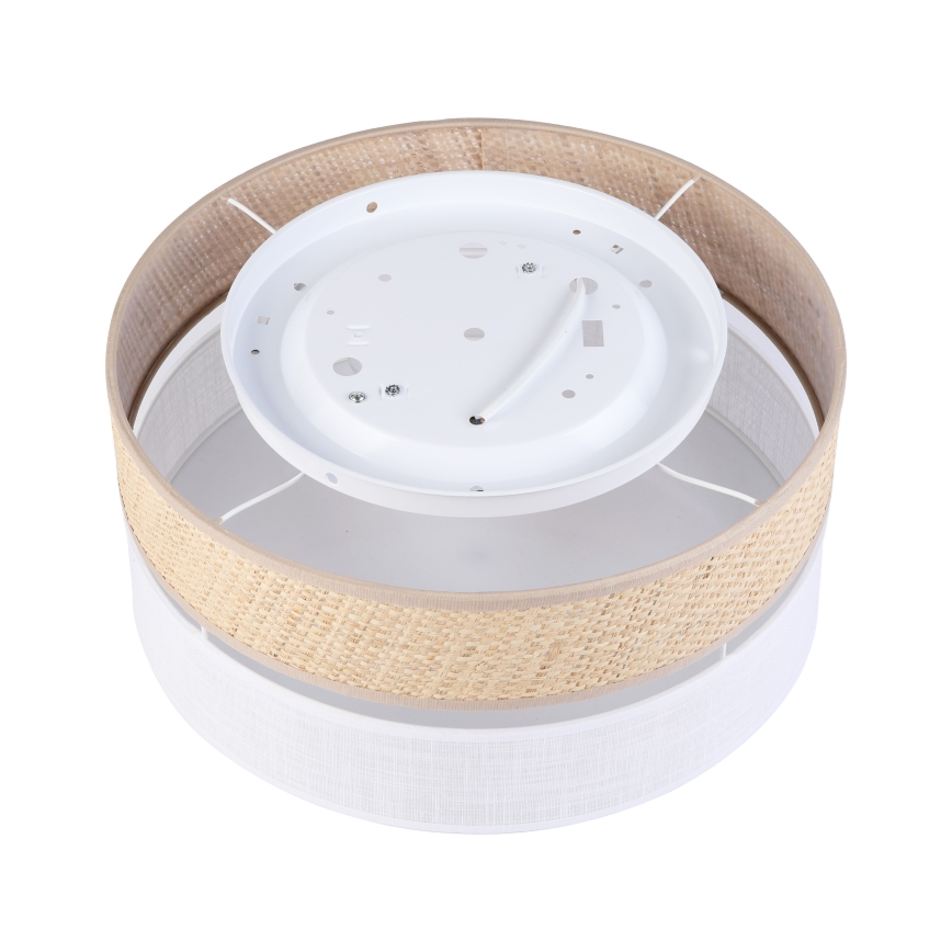 Taklampa SIRJA DOUBLE BOHO 2xE14/15W/230V Ø 35 cm beige/vit