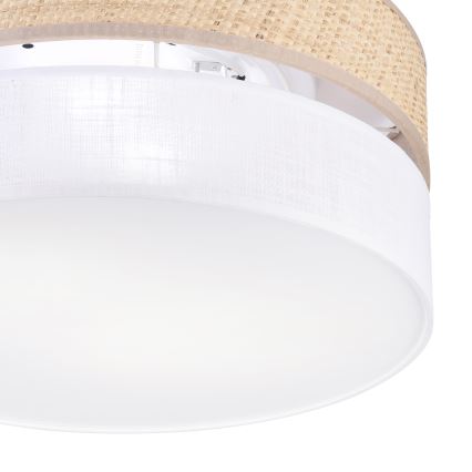 Taklampa SIRJA DOUBLE BOHO 2xE14/15W/230V Ø 35 cm beige/vit
