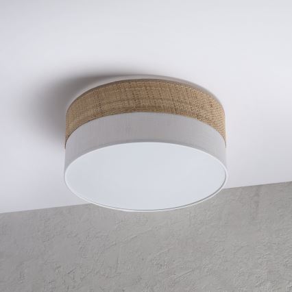 Taklampa SIRJA DOUBLE BOHO 2xE14/15W/230V Ø 35 cm beige/vit