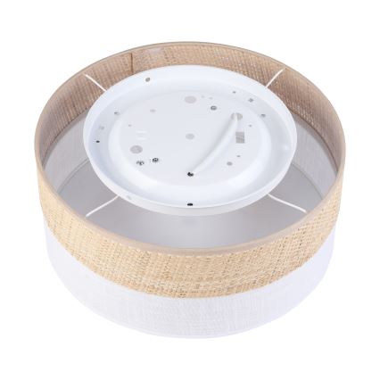 Taklampa SIRJA DOUBLE BOHO 2xE14/15W/230V Ø 35 cm beige/vit