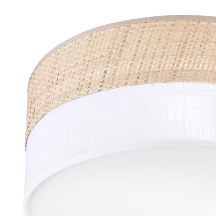 Taklampa SIRJA DOUBLE BOHO 2xE14/15W/230V Ø 35 cm beige/vit