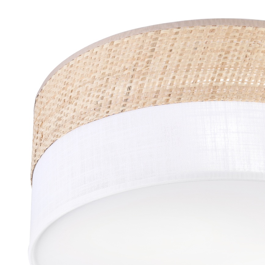 Taklampa SIRJA DOUBLE BOHO 2xE14/15W/230V Ø 35 cm beige/vit