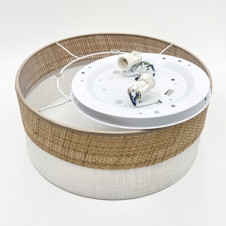 Taklampa SIRJA DOUBLE BOHO 2xE14/15W/230V Ø 35 cm beige/vit