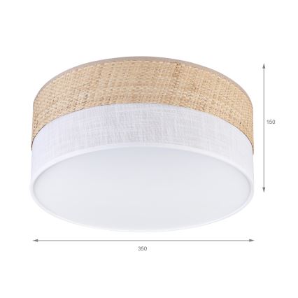 Taklampa SIRJA DOUBLE BOHO 2xE14/15W/230V Ø 35 cm beige/vit