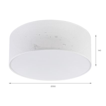 Taklampa SIRJA PLISADO 2xE27/15W/230V Ø 35 cm vit