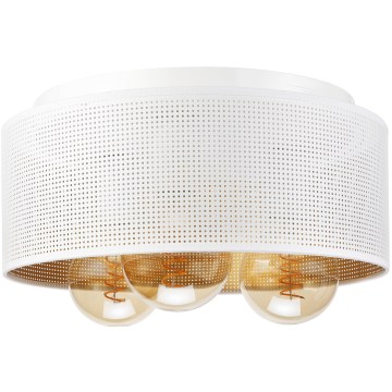 Taklampa SIRJA PLISADO 3xE27/15W/230V Ø 35 cm vit/guld