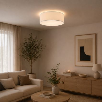 Taklampa SIRJA PLISADO 4xE27/15W/230V Ø 45 cm krämfärgad