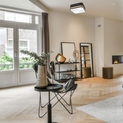 Taklampa SIRJA SQUARE 2xE27/60W/230V 35x35 cm svart