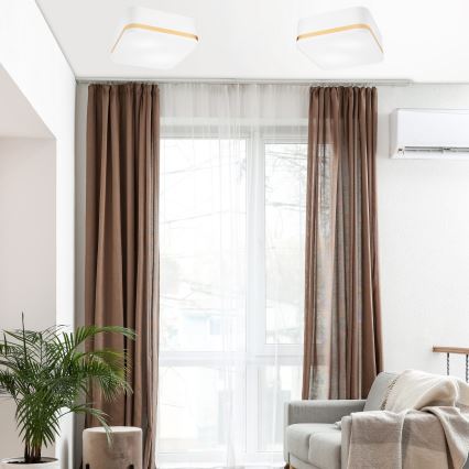 Taklampa SIRJA SQUARE 2xE27/60W/230V 35x35 cm vit